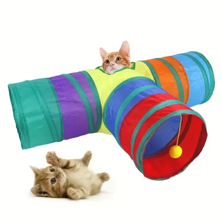 Tunnel Pliable Avec Balle Suspendue Pour Chat