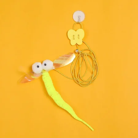 Jouet interactif pour chat en peluche à motife dessin animé avec corde élastique