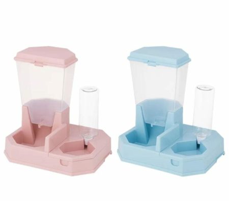 Ensemble Distributeur Automatique de Nourriture et d’Eau 2-en-1 pour Chats