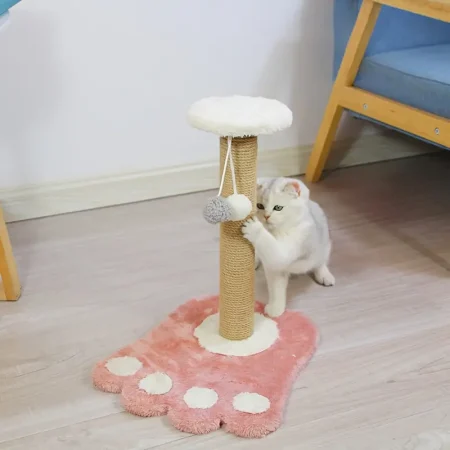 Griffoir pour chat en forme de patte avec jouet