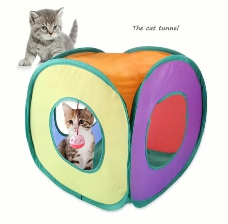 Tunnel Carré Pliable Multicolore Pour Chat