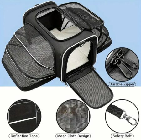 Sac à dos de transport extensible pour animaux de compagnie pour chats et petits chiens