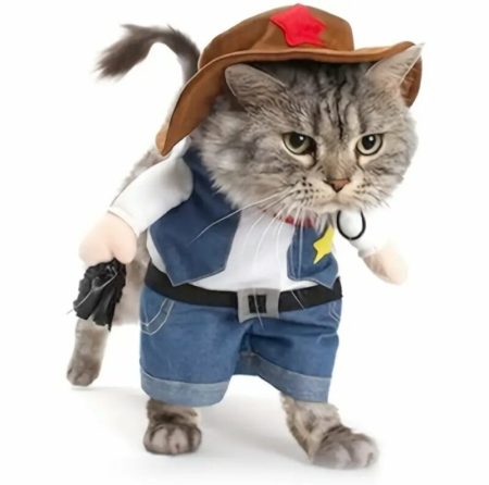 Déguisez votre petit chien ou chat avec un costume en jean mignon pour Noël ou Halloween