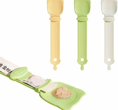 Cuillère d’Alimentation à Rayures pour Chat Facile à Nettoyer