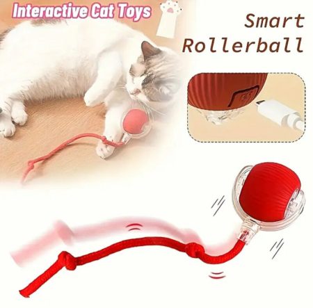 Balle Jouet pour Chat en Silicone à Rayures Rechargeable par USB