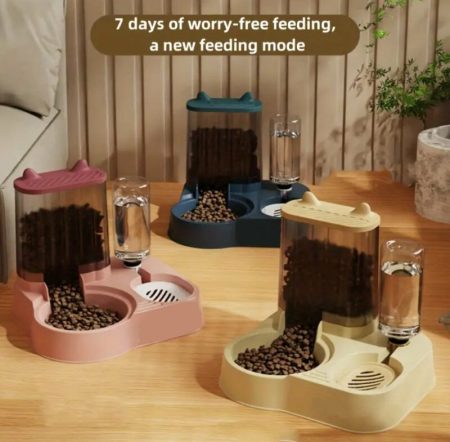 Ensemble distributeur automatique de nourriture et d’eau pour animaux de compagnie