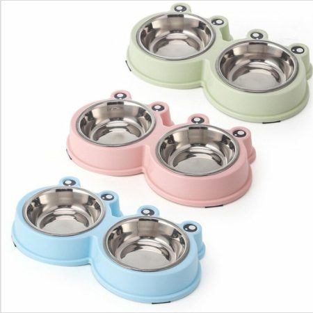 Bol Double en Acier Inoxydable en Forme de Chat Mignon