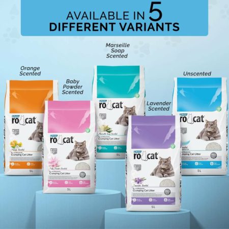 Rocat Litière agglomérante naturelle en bentonite pour chat 5L
