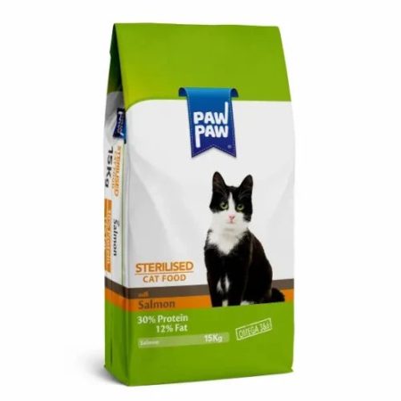 Paw Paw Adult Dry Cat Food Sterilised Salmon 15 kg