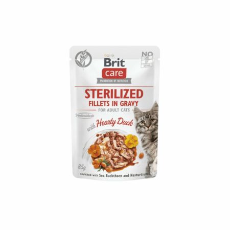 Brit Care Cat Sterilized. Fillets in Gravy with Hearty Duck 85 g