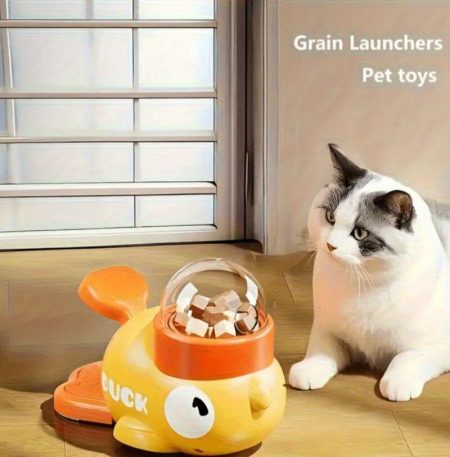 Jouet d’alimentation interactif canard jaune pour chats et chiens