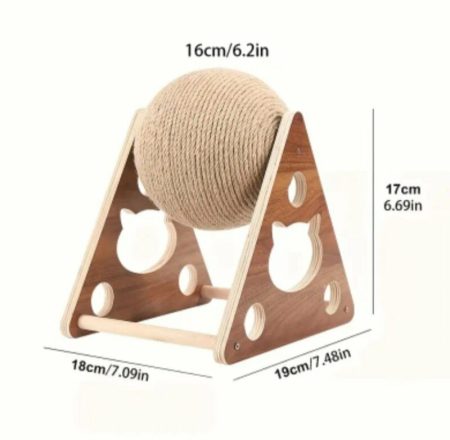 Griffoir bois durable avec corde sisal et jouet rotatif