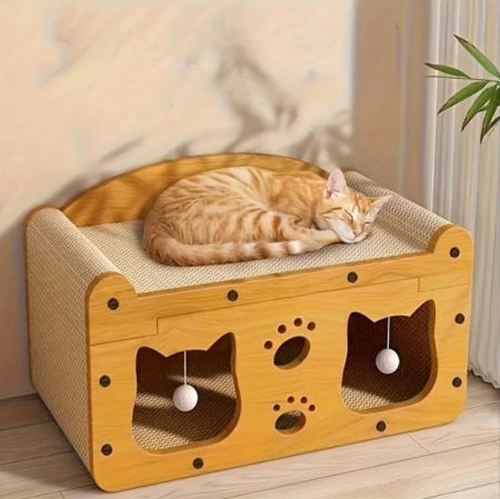 Poste à gratter 2-en-1 avec lit et jouets chats
